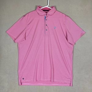 Greyson Polo Shirt‎ Adult Large Pink Striped Golf Rugby Preppy Short Sleeve Mens